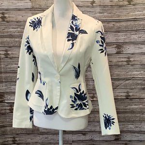 SIMPLY STYLED White & Blue Floral Blazer